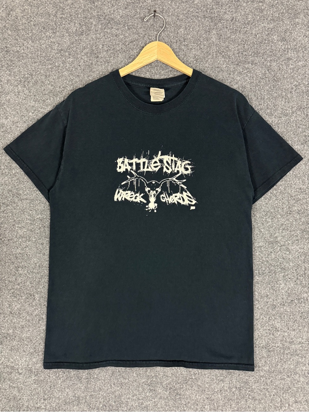 Vintage Battle Stag Wreck Chords Record Label T Shirt Y2K Band Music Punk Medium